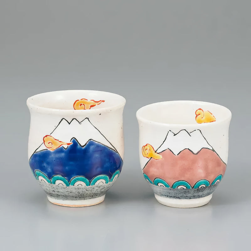 KUTANI JAPANESE YUNOMI SET FUJI MOUNTAIN