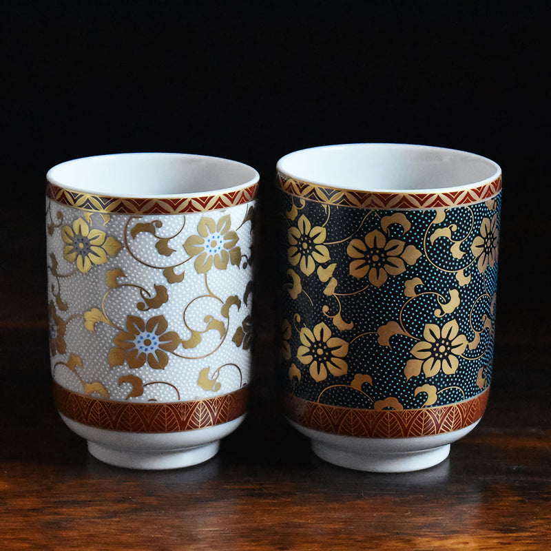 KUTANI JAPANESE YUNOMI SET TEACUP COMBI TESSEN