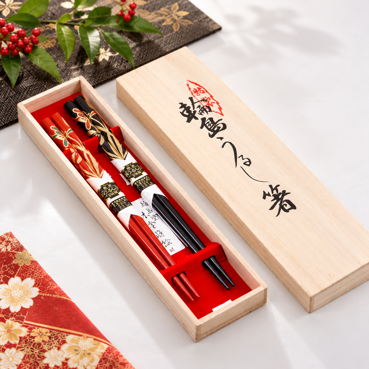 WAJIMA LACQUERWARE  CHOPSTICKS PAIR RAN