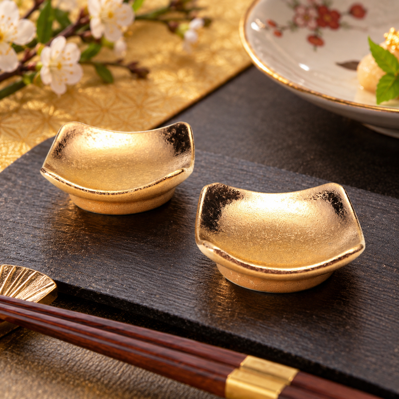 ARITA WARE KAKUHIME SMALL PLATES – SET OF 2 / GOLD SERIES