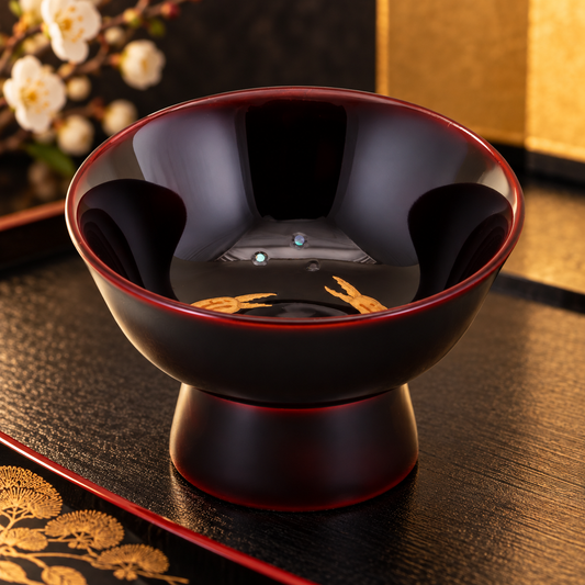 WAJIMA LACQUERWARE GUINOMI TAME-NURI KANI MAKI-E