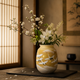 KUTANI JAPANESE NATUME FLOWER VASE  GOLD LEAF CRANE/ TOYOSHI YAMADA