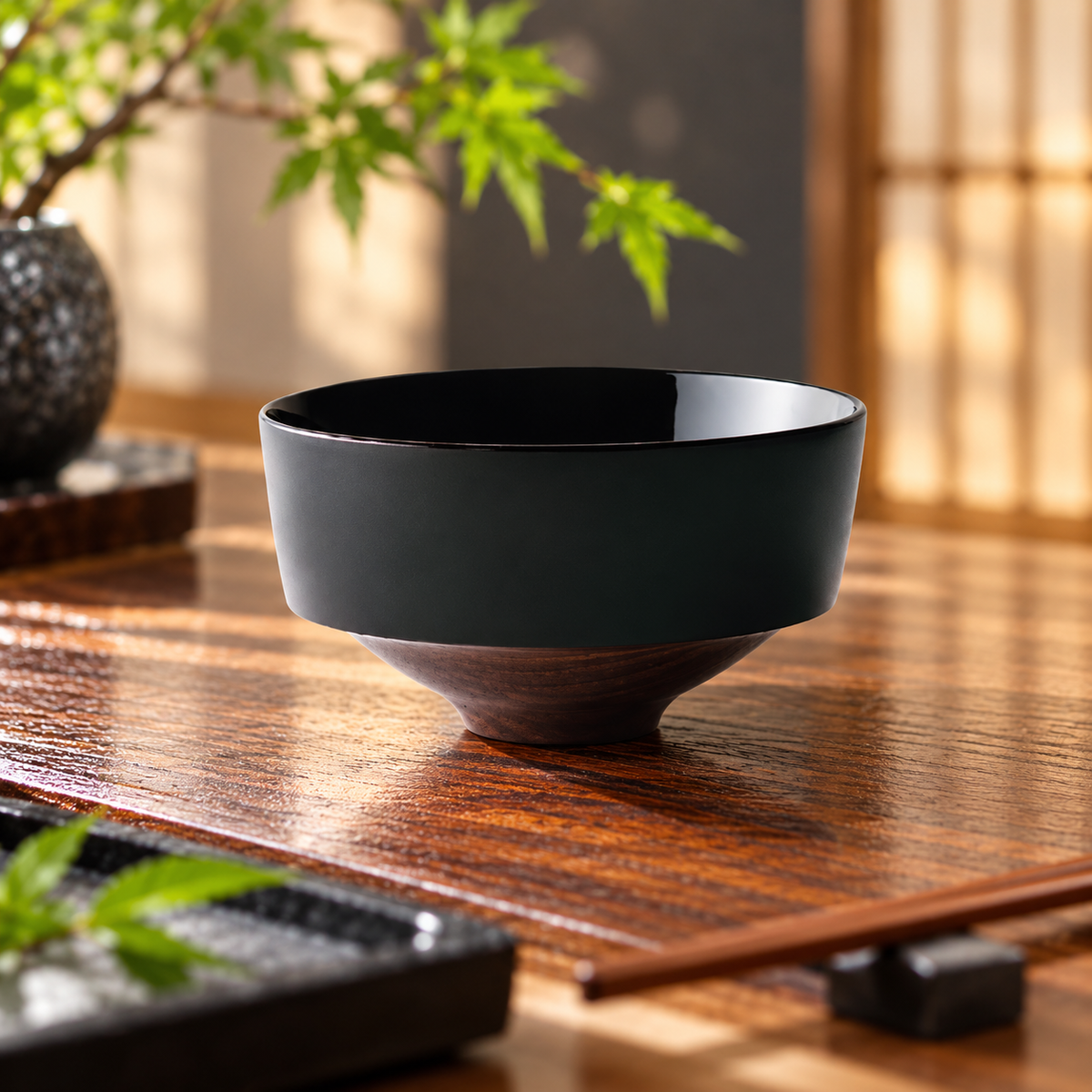 YAMANAKA LACQUERWARE MISARAKU BOWL BLACK