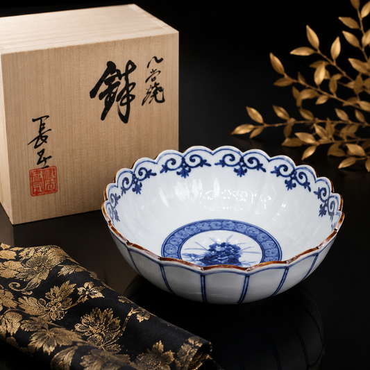 [IMPERIAL HOUSEHOLD PURVEYOR KILN]  KUTANI WARE BOWL – BIRD DESIGN BY CHOZA YAMAMOTO