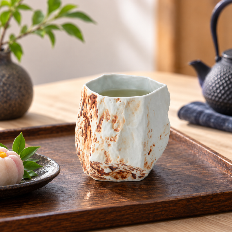 ARITA WARE RUST-SPRAY PORCELAIN STONE CUP / RISO KILN