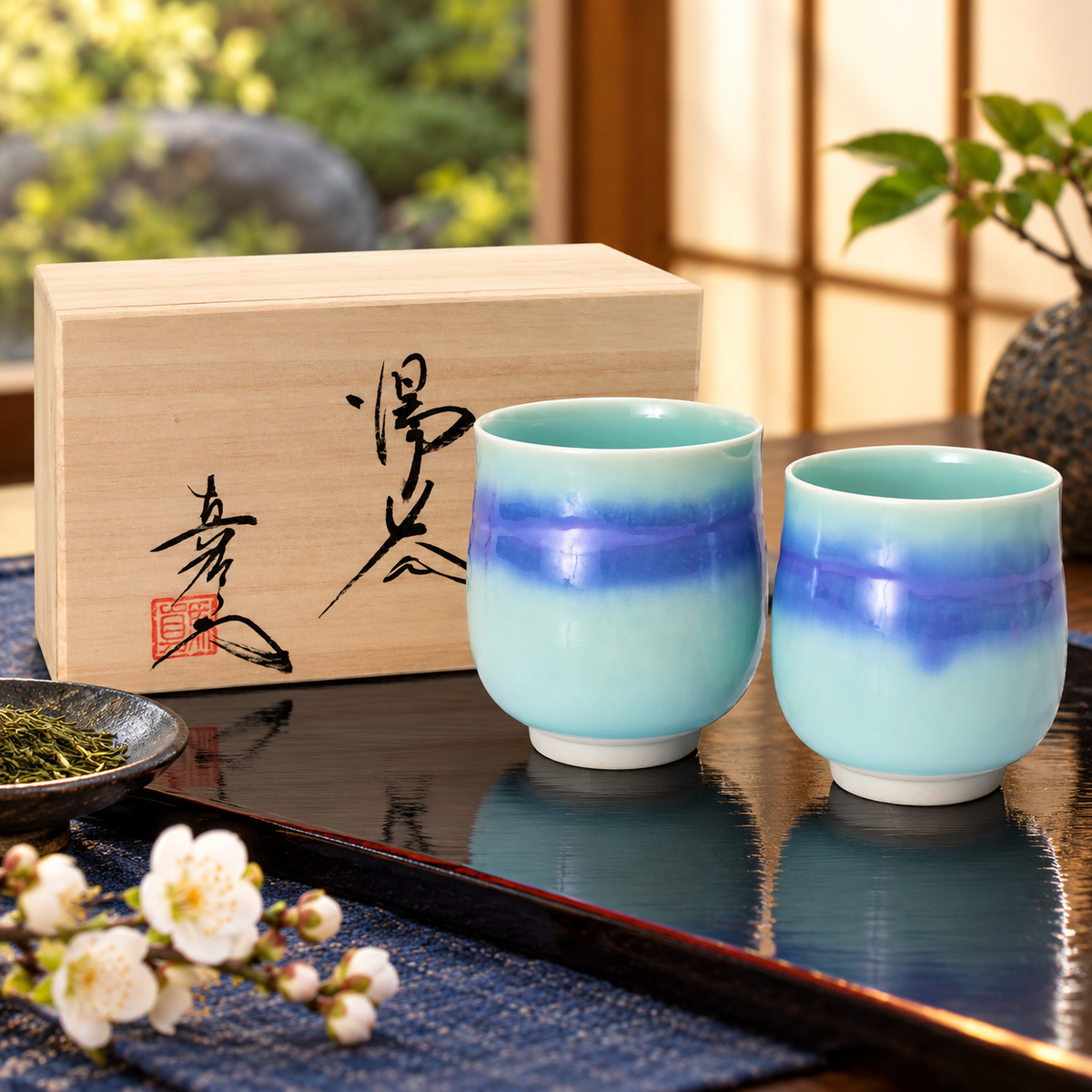 ARITA WARE YUNOMI SET UMI NO SILK ROAD  / SHINEMON KILN