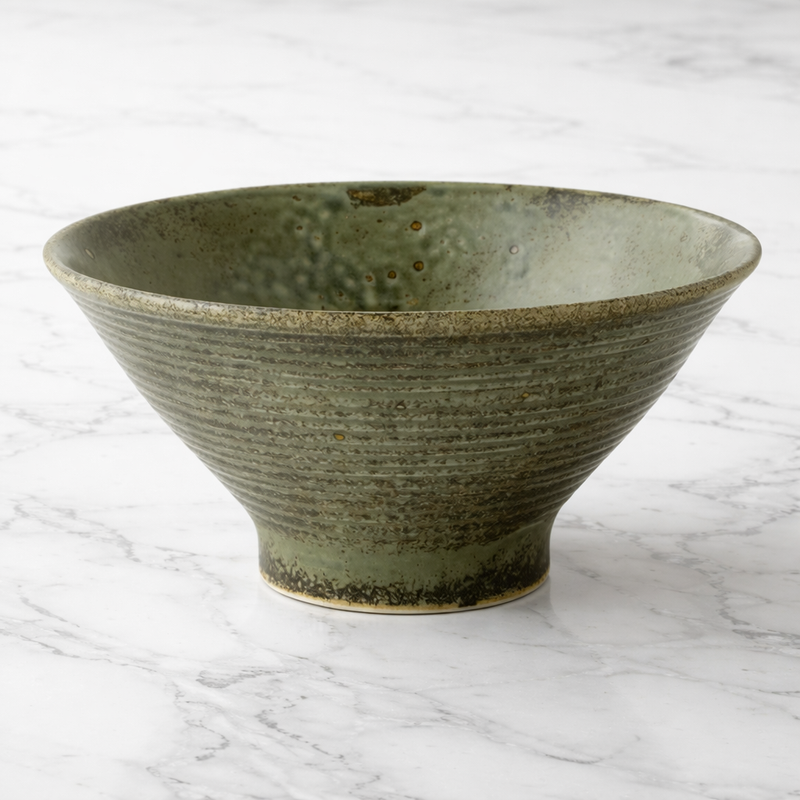 MINO WARE UGUISU  TAKAHAMA RAMEN BOWL | JAPANESE CERAMIC RICE & NOODLE BOWL | MADE IN JAPAN