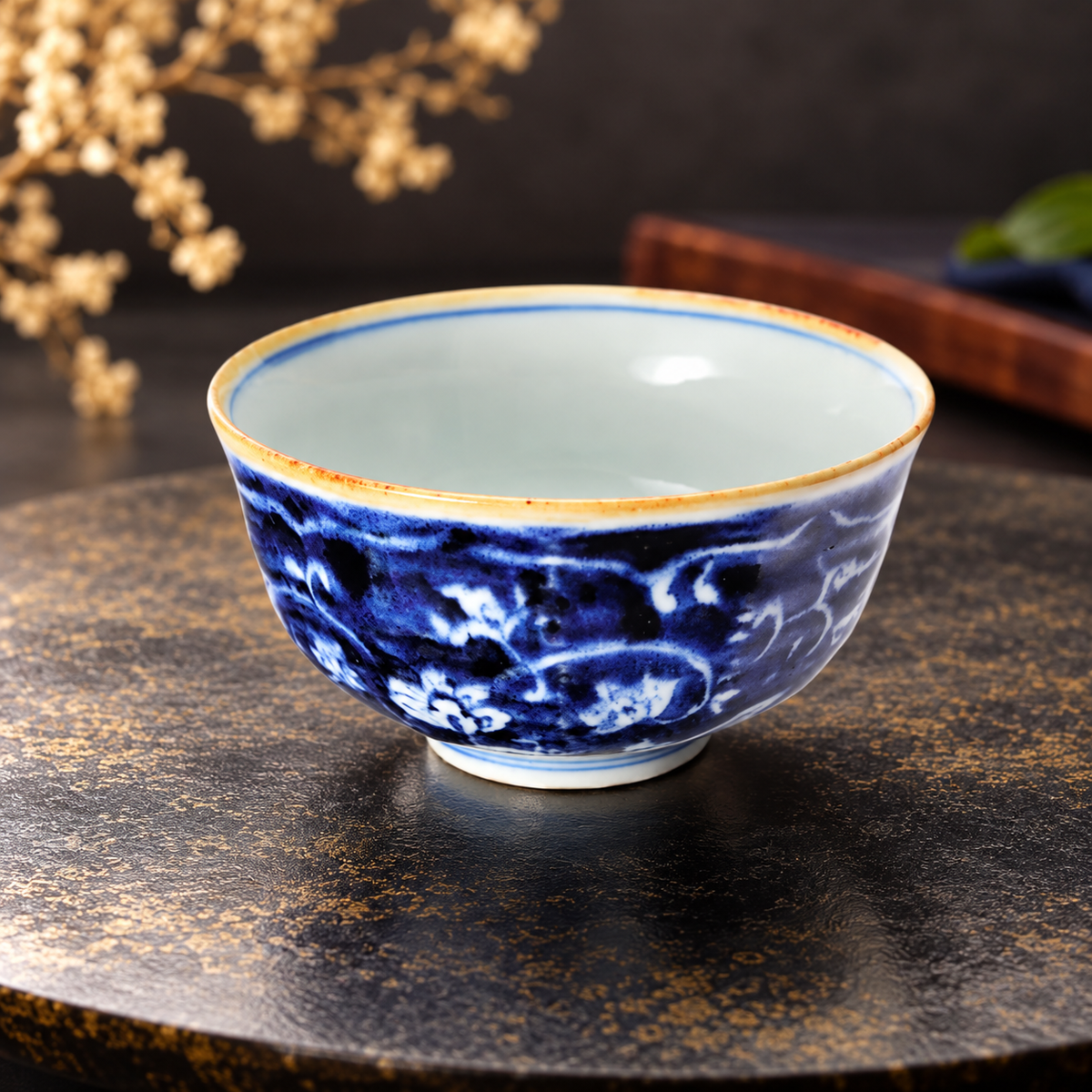 ARITA WARE RICE BOWL “SOMETSUKE KARAHANA” / FUKUSEN KILN
