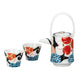KUTANI WARE SAKE SET COLORED ARABESQUE WITH FLOWERS/TSUYOSHI SATOU