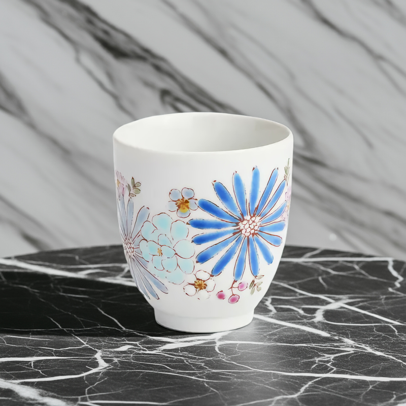 YUNOMI JAPAN KUTANI FLOWER BLUE/ IROEKUTANI YUU