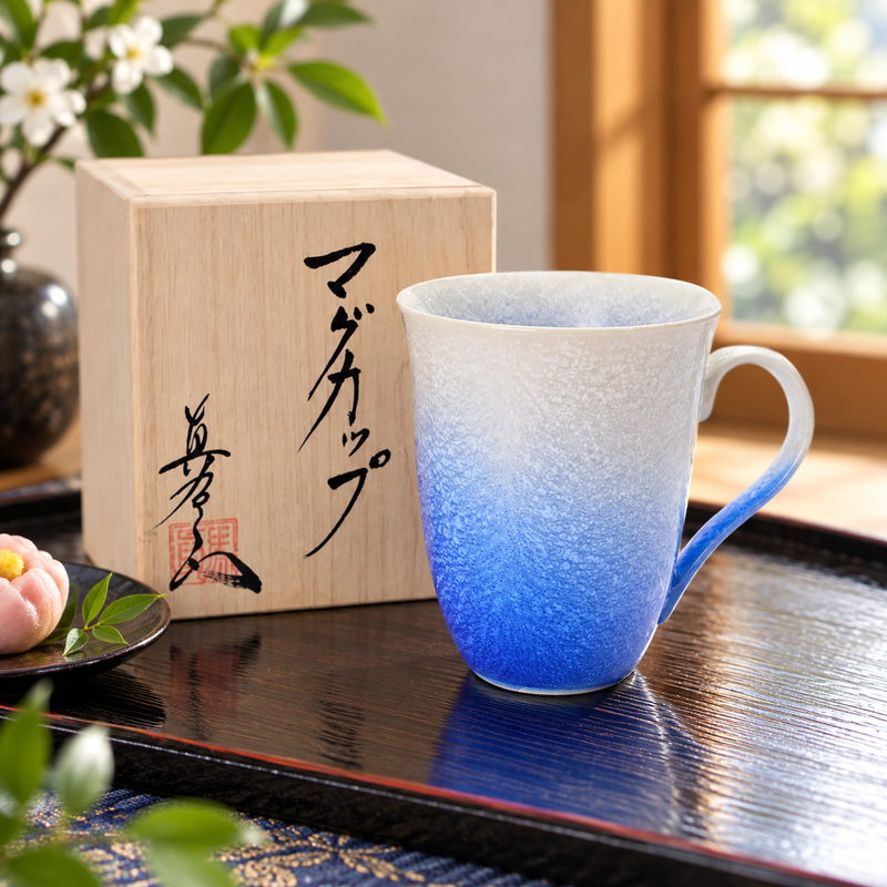 ARITA WARE MUG “AIZOME SUITEKI” – INDIGO WATER DROPLET / SHINEMON KILN