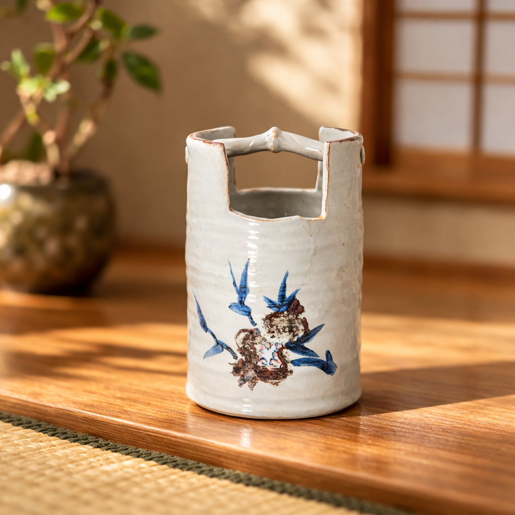 KUTANI WARE HAND PAIL FLOWER VASE ZAKURO