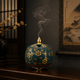 KUTANI WARE INCENSE BURNER WITH AOCHIBU & RAISED GOLD “HŌSŌGE ARABESQUE” BY KINGYOKU NAKATA|PAULOWNIA BOX