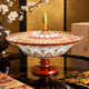 KUTANI PORCELAIN PEDESTAL PLATE – AKA-E KINRAN HANA-KOMON / TAKAFUMI TAKA