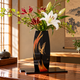 WAJIMA LACQUERWARE FLOWER VASE WITH A ROUNDED BODY AND BUTTERFLY AND FLOWER MAKI-E