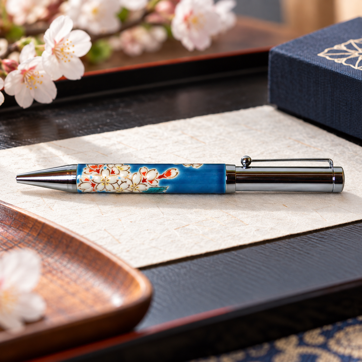KUTANI WARE BALLPOINT PEN (SAKURA DESIGN) BP-07 - SEIKOU KILN