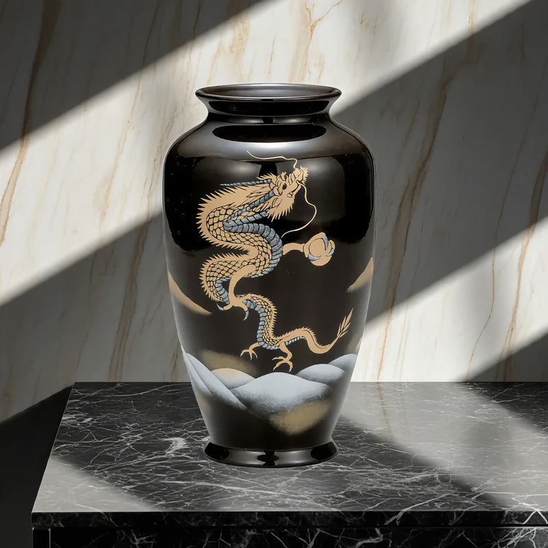 JAPANESE FLOWER VASE KUTANI ASCENDING DRAGON