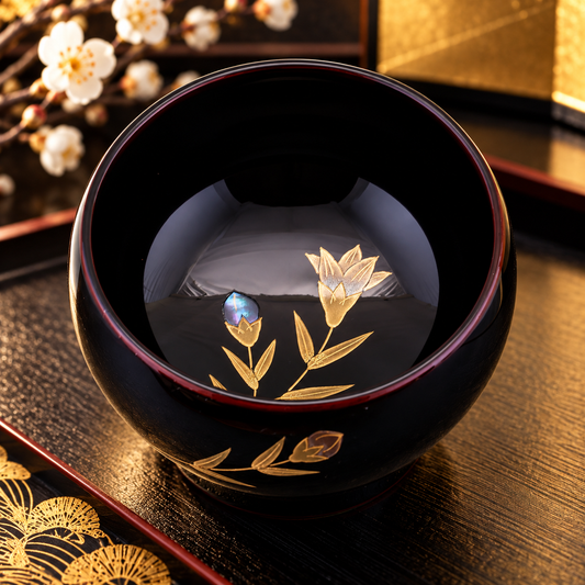WAJIMA LACQUERWARE GUINOMI TAME-NURI GENTIAN MAKI-E