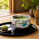 KUTANI WARE MATCHA BOWL “KINGFISHER” – HANDCRAFTED JAPANESE TEA BOWL WITH WOODEN BOX