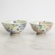 KUTANI WARE SET OF RICE BOWLS - SAIKA (COLORFUL FLORAL DESIGN), KOKUZOU KILN, JAPANESE CERAMIC BOWLS