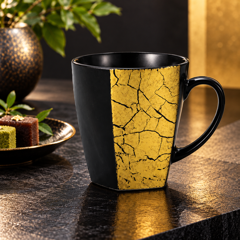KUTANI WARE MUG CUP – GOLD LEAF DESIGN / MEIZAN KILN (GIFT BOX INCLUDED)