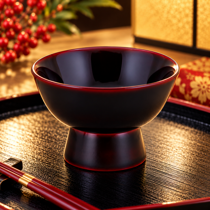WAJIMA LACQUERWARE GUINOMI TAME-NURI EBI MAKI-E