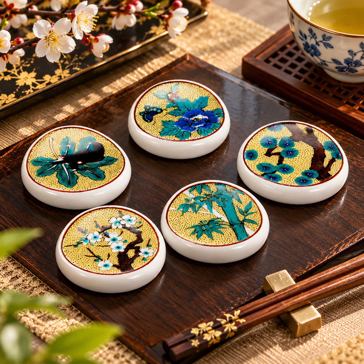 KUTANI WARE CHOPSTICK RESTS YOSHIDAYA EGAWARI