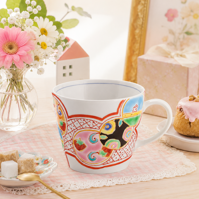 KUTANI WARE MUG FUKUJU PATTERN /GINSYUU KLIN