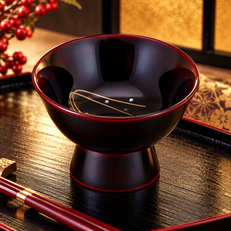 WAJIMA LACQUERWARE GUINOMI TAME-NURI EBI MAKI-E