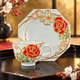 JAPANESE KUTANI WARE CUP & SAUCER ROSE MOTIF / SHIHO AIKAWA