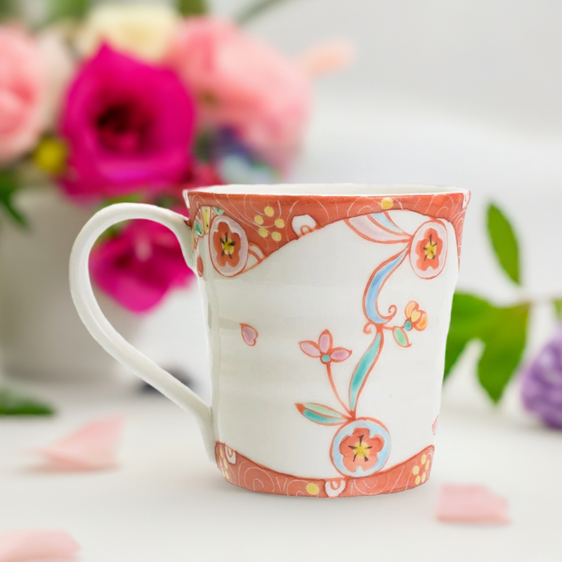 KUTANI JAPANESE MUG CUP MUG PALACE OF FLOWERS /GINSYUU KLIN