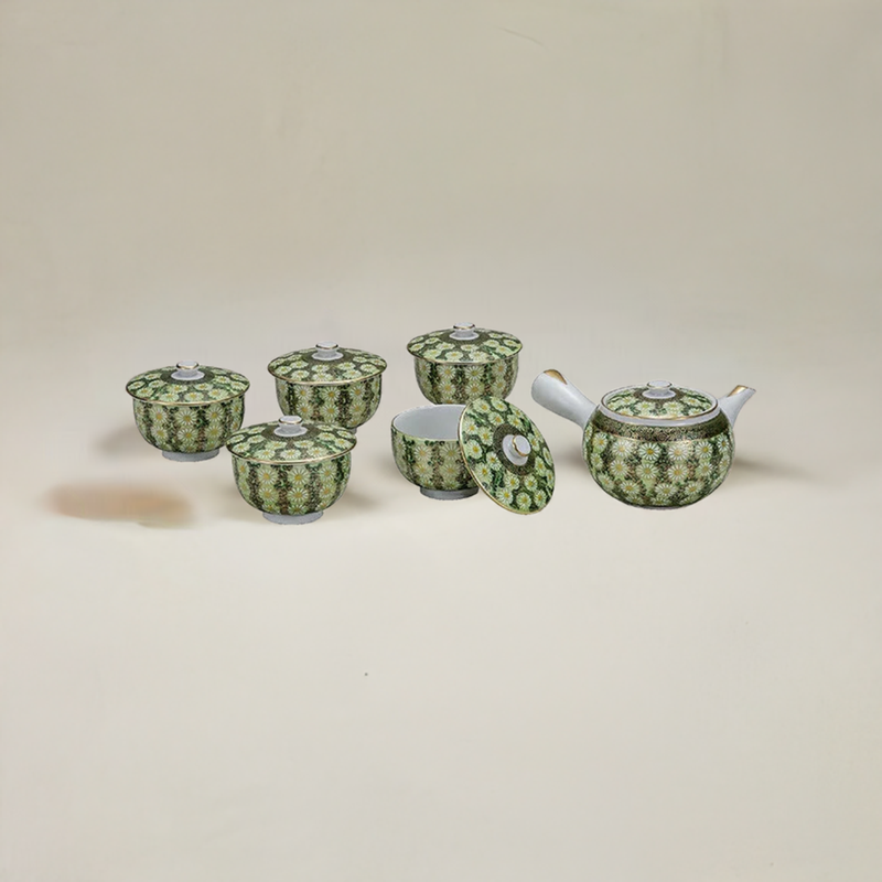 KUTANI WARE TEA POT SET WITHLID KIKUZUME