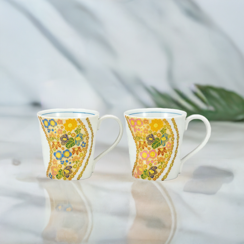 HANAZUME JAPAN KUTANI PAIR OF MUGS