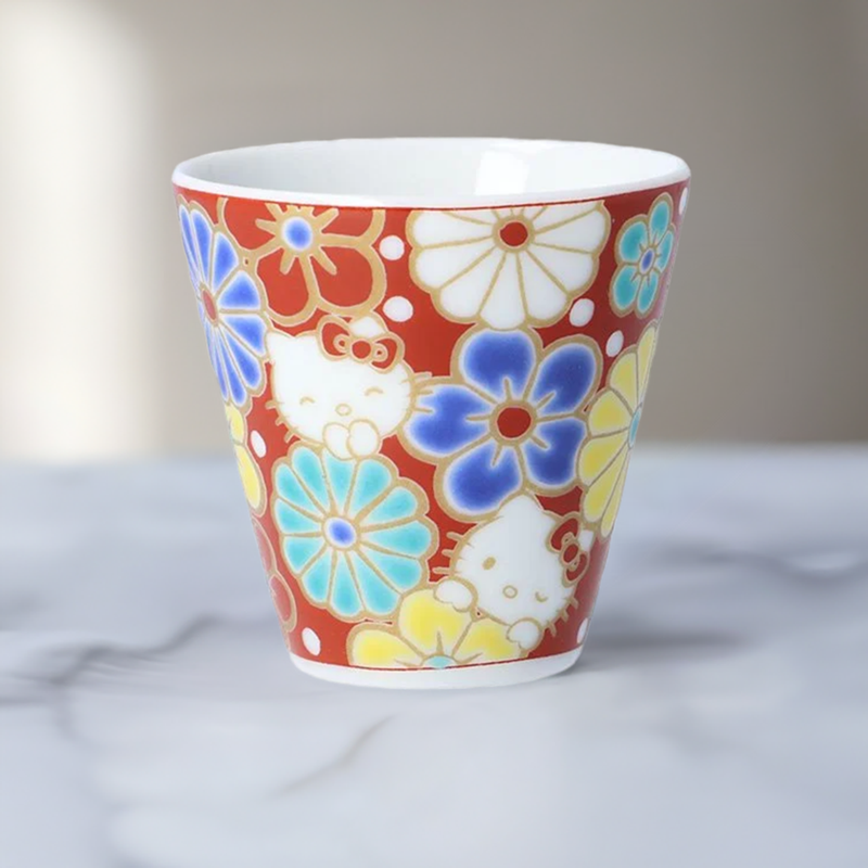 KUTANI WARE HELLO KITTY UME-GIKU SAKE CUP MINI OCHOKO/SEIKOU KLIN