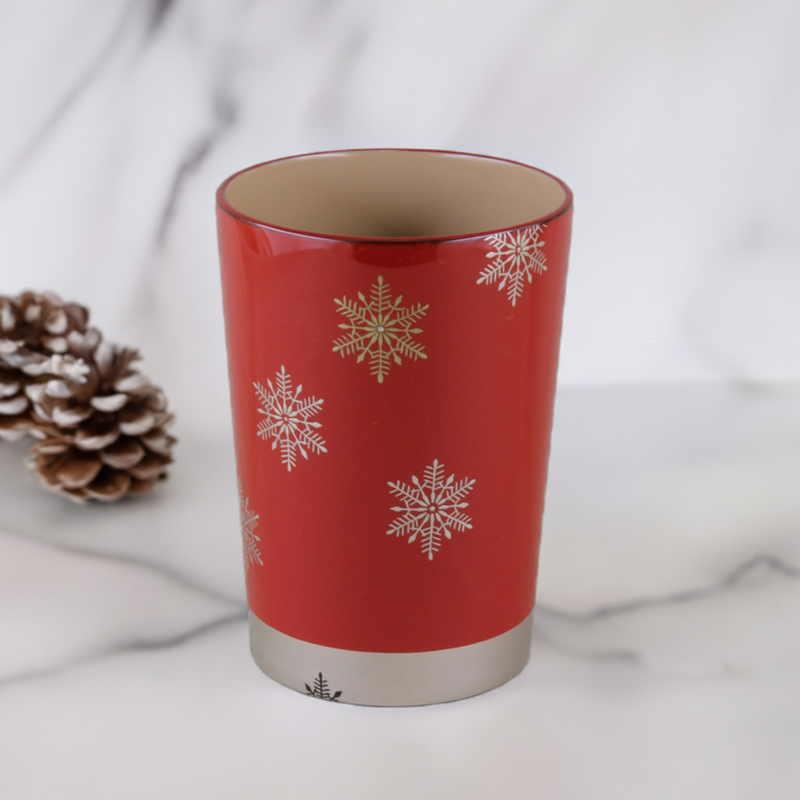 WAJIMA LACQUERWARE FREE CUP SNOW CRYSTAL MAKI-E VERMILION WHITE