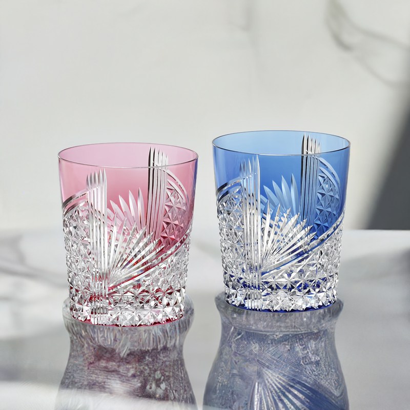 A Pair of Whiskey Glasses, Edo Kiriko “Paper Crane”