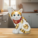 KUTANI WARE LUCKY CAT FIGURINE – KINSAI SANMOU THREE-COLORED DESIGN