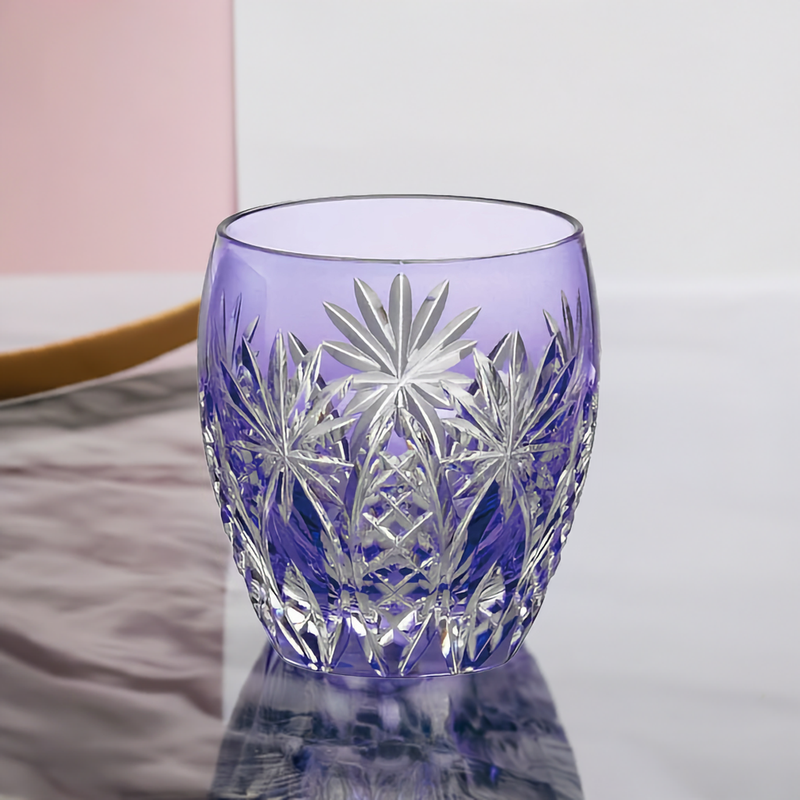 WHISKEY GLASS, EDO KIRIKO “BAMBOO FENCE & STAR”