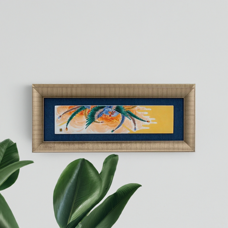 KUTANI WARE CERAMIC PLAQUE PHOENIX / YOSHINORI FUKUDA