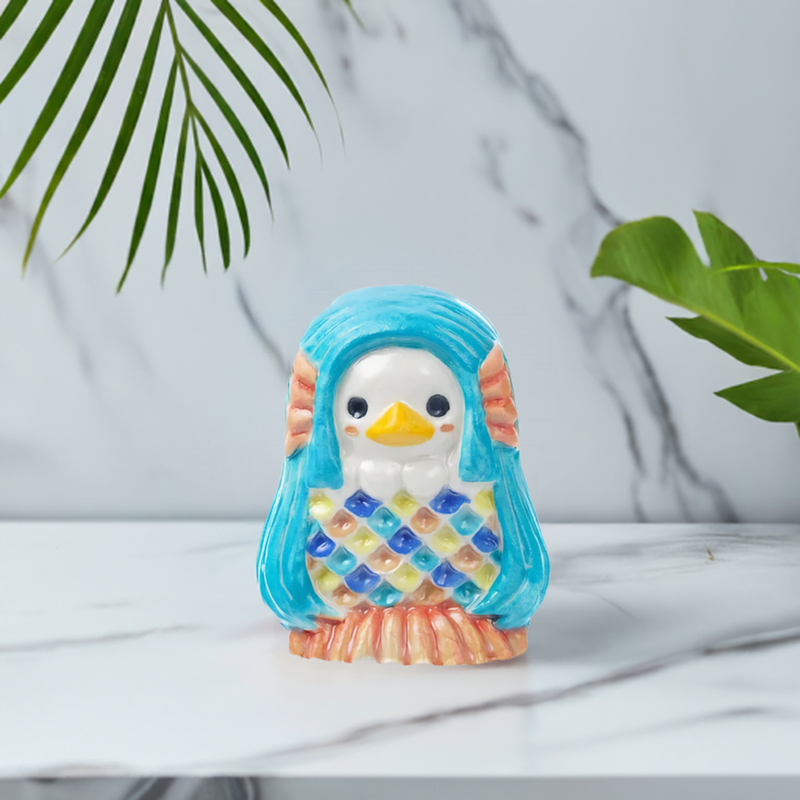 JAPANESE KUTANI WARE EPIDEMIC PROTECTION! AMABIE FIGURINE – LIGHT BLUE|TRADITIONAL JAPANESE CRAFT FIGURINE