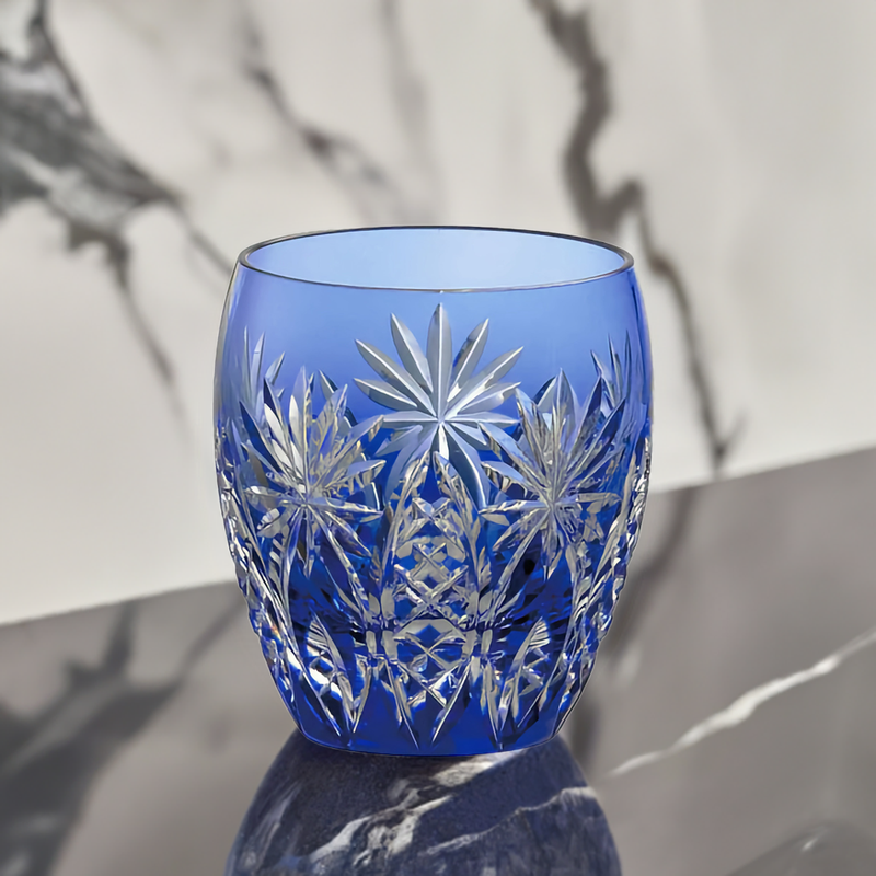 WHISKEY GLASS, EDO KIRIKO “BAMBOO FENCE & STAR”