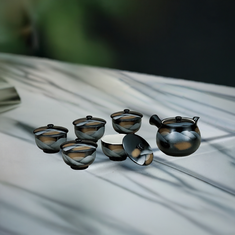 JAPANESE KUTANI PORCELAIN TEA SET WITH LID – RENZAN MOTIF