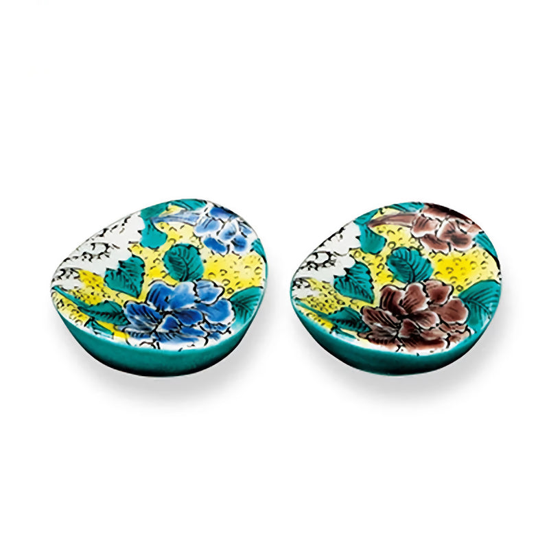 KUTANI WARE PAIR CHOPSTICK RESTS – YOSHIDAYA STYLE PEONY