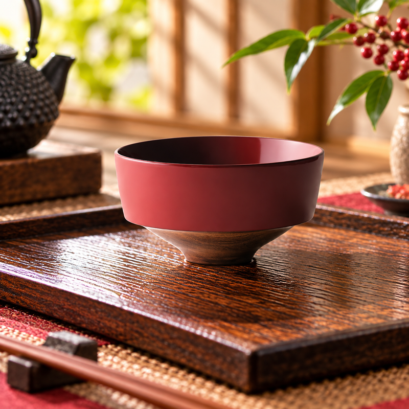 YAMANAKA LACQUERWARE MISARAKU BOWL RED