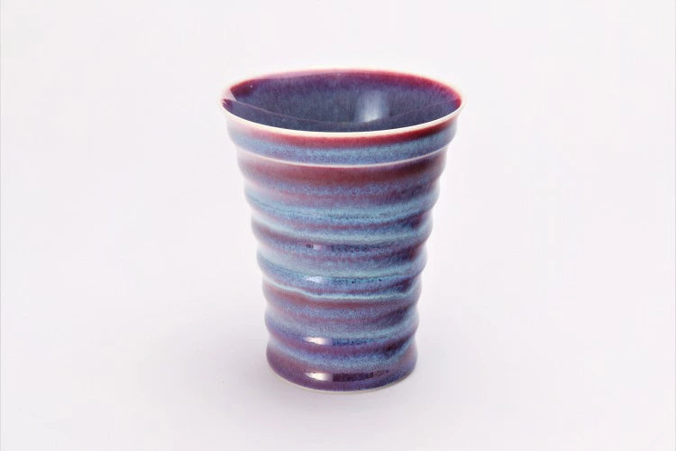 ARITA WARE TUMBLER RAINBOW CLOUDS TIERED SAKE CUP (WITH WOODEN BOX) /SHINEMON KILN