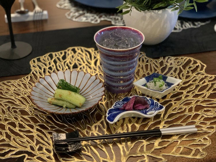 ARITA WARE TUMBLER RAINBOW CLOUDS TIERED SAKE CUP (WITH WOODEN BOX) /SHINEMON KILN