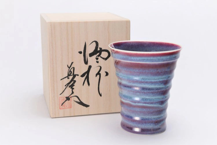 ARITA WARE TUMBLER RAINBOW CLOUDS TIERED SAKE CUP (WITH WOODEN BOX) /SHINEMON KILN