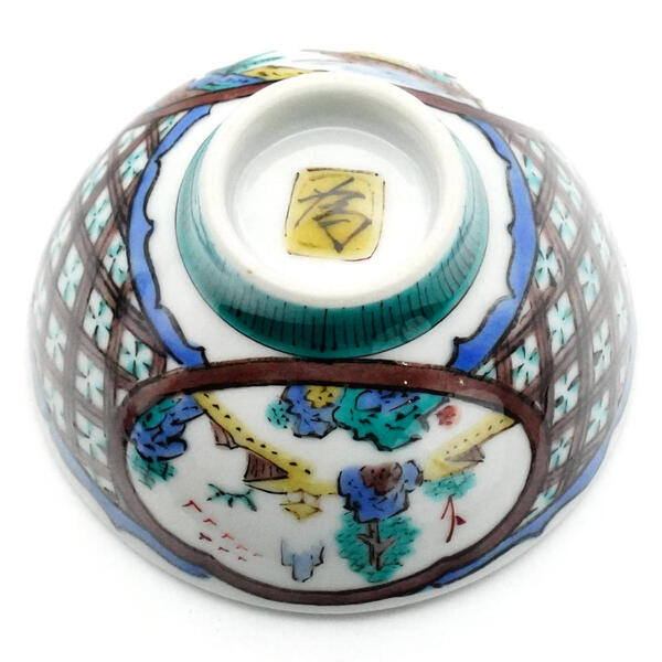 KUTANI WARE HALF SAKE SET (TOKKURI & SAKE CUPS) “PURPLE KOMON” / TAMEKICHI MITSUI