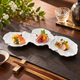 ARITA WARE WHITE PORCELAIN CONNECTED TSUWA LEAF PLATE WITH PLATINUM ACCENTS