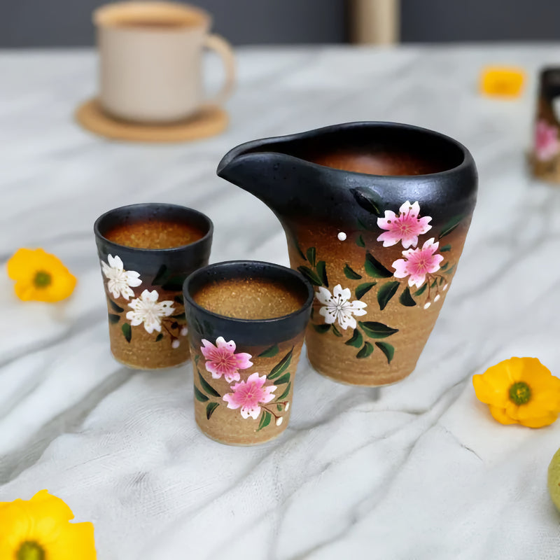 KUTANI WARE COLD SAKE SET (HANA KASUMI)/ BIZAN KILN